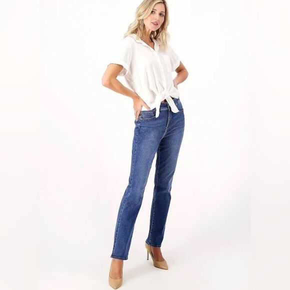 NYDJ Curve Shaper Marilyn Straight Jeans NEW in packaging Size 12 Color Heavenly - Picture 1 of 5